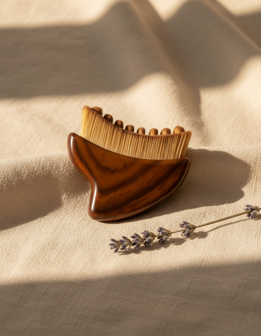 Sylvan contour face brush on cream linen with dried lavender